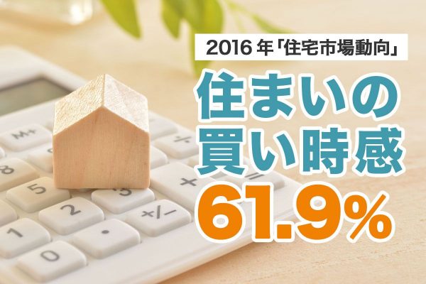 2016年静岡の住宅市場動向調査の結果、61.9%の人が住まいを買い時であると感じている。