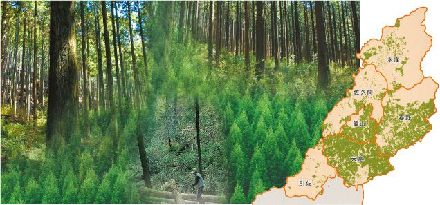 浜松市は面積の約70%を森林が占めている北遠一帯の森林・林業地帯。安価な輸入木材によって地域の林業が圧迫され、人工林が荒廃するのを食い止めるため、浜松市では国際的な「FSC（Forest Stewardship Council ）森林認証」を取得した。