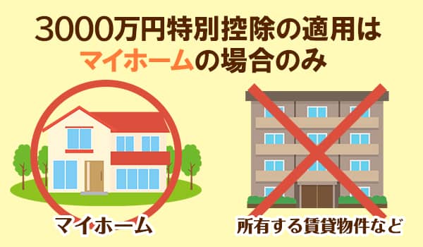 3000万円の特別控除はマイホームを売却した場合のみ適用となります。